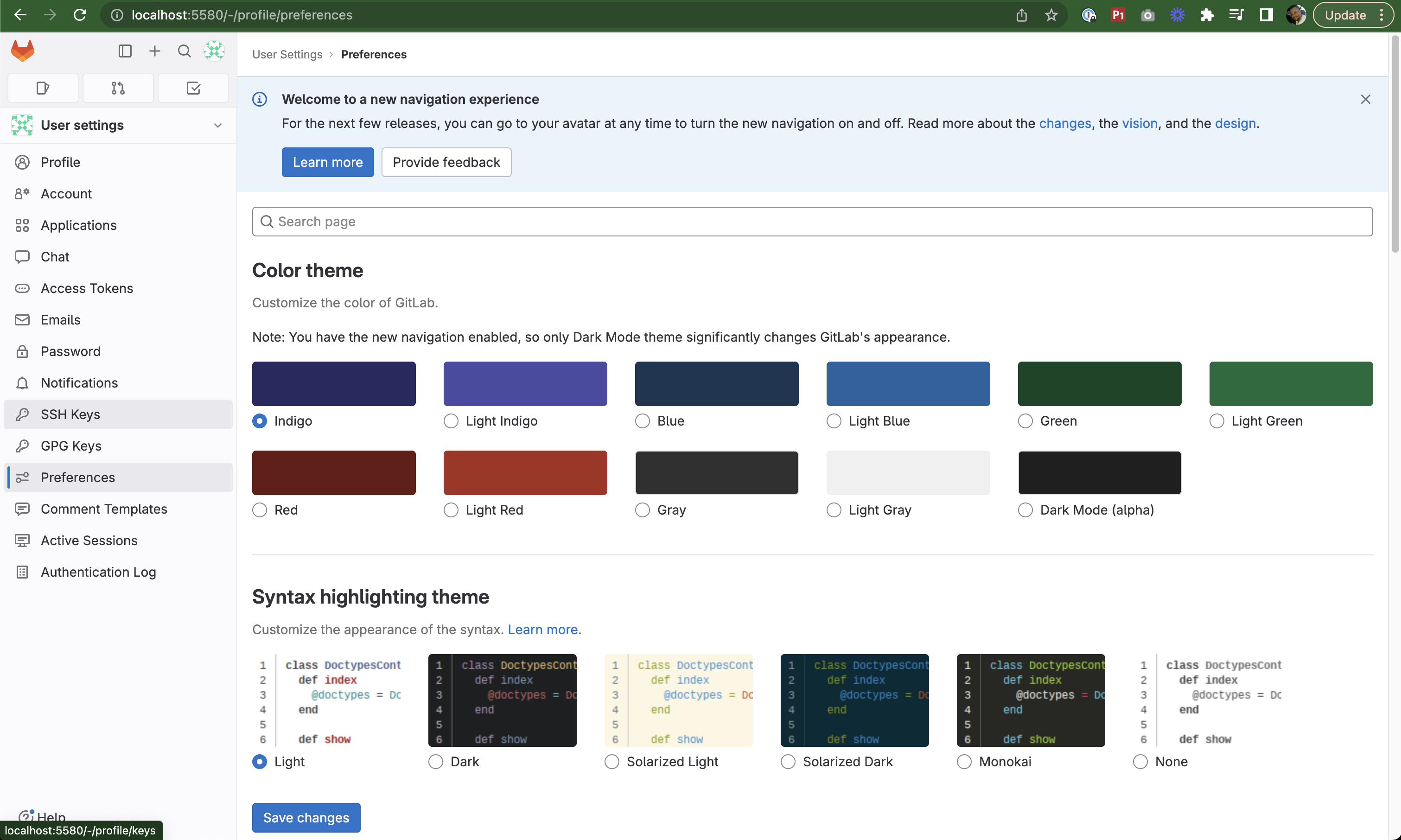 Gitlab Preferences SSH Keys