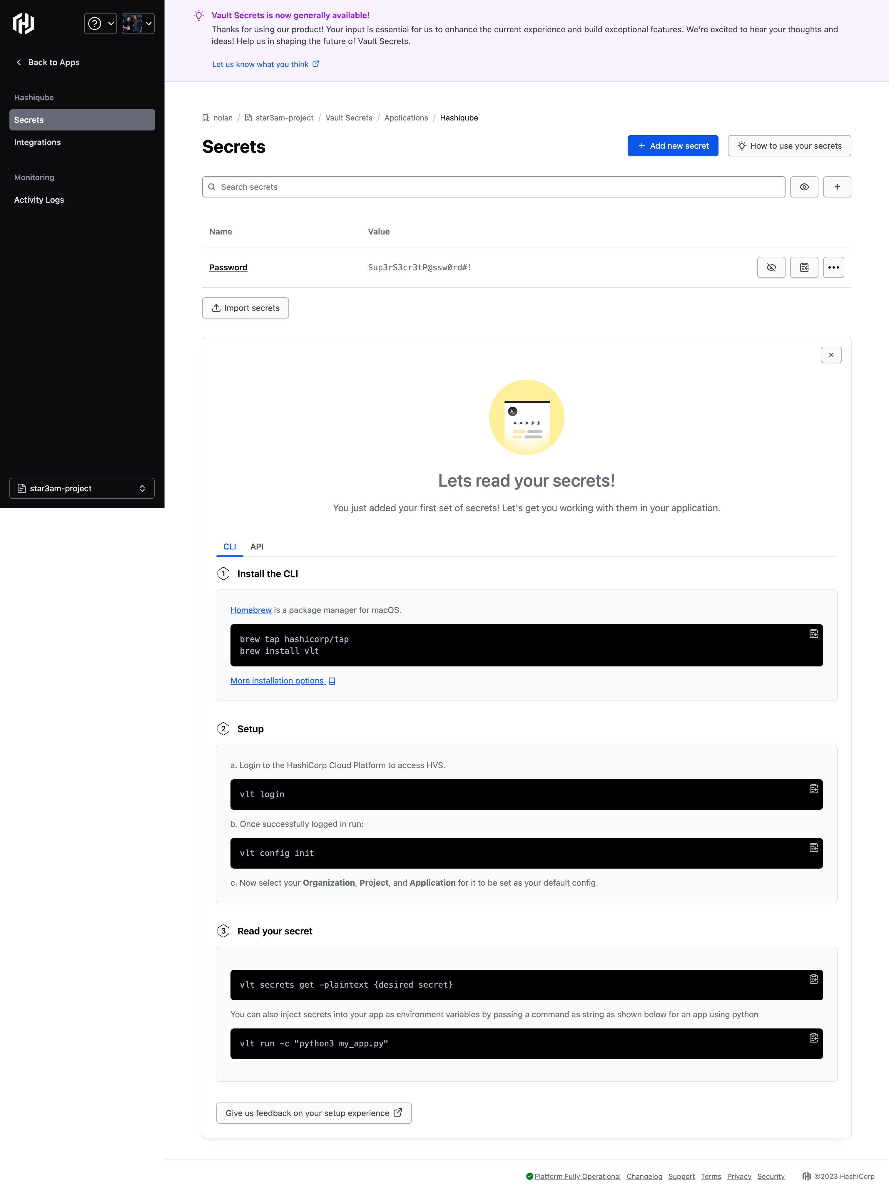 Hashicorp Cloud Portal