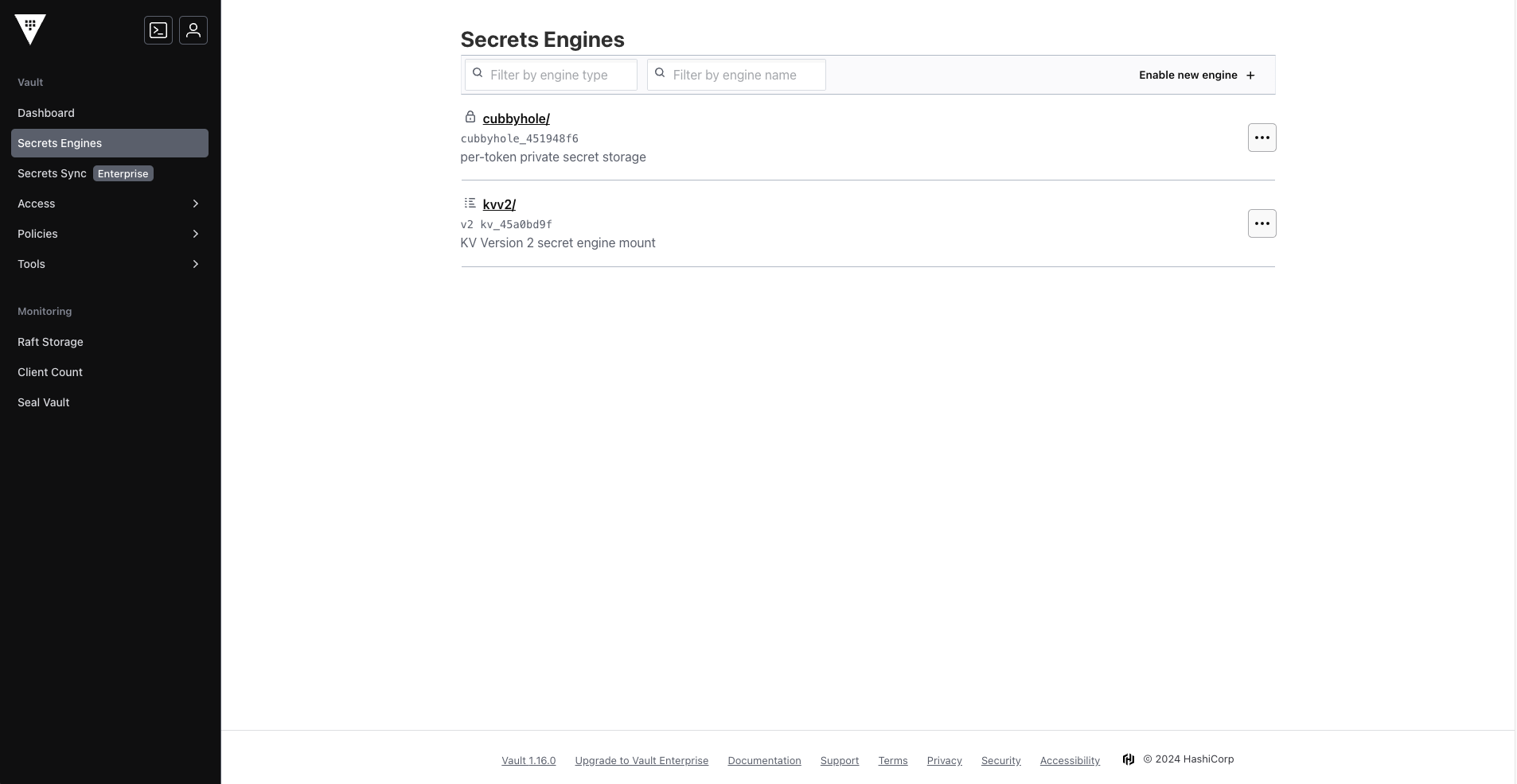 Vault Secrets Egine KV2