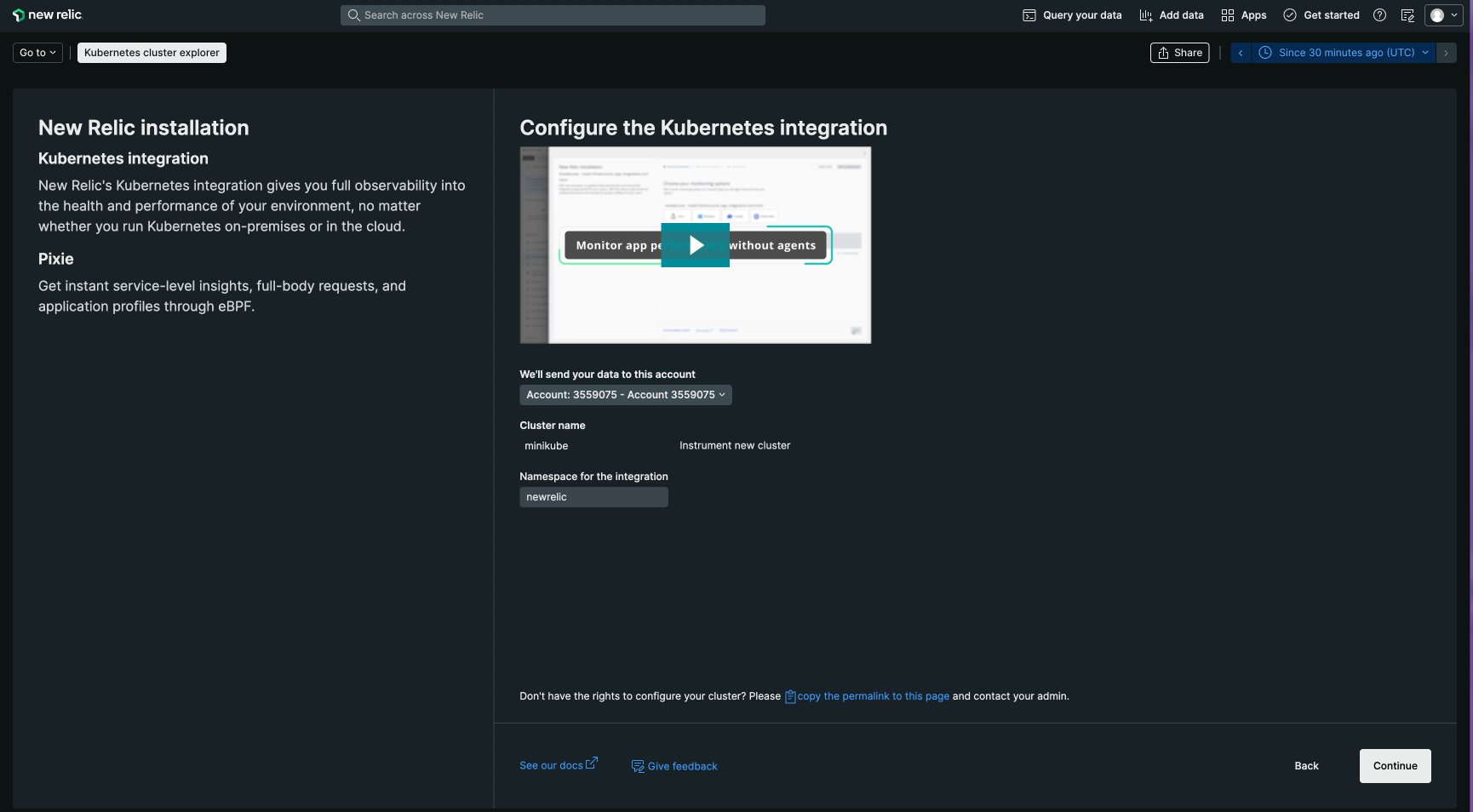 Newrelic Account and Namespace